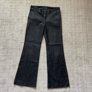 GAP Shiny Black Jeans, Tab Waist Closure, Stretch, Bootcut, Mid-rise, size 6